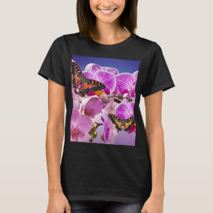 Camiseta Flor de orquídea morada rosa