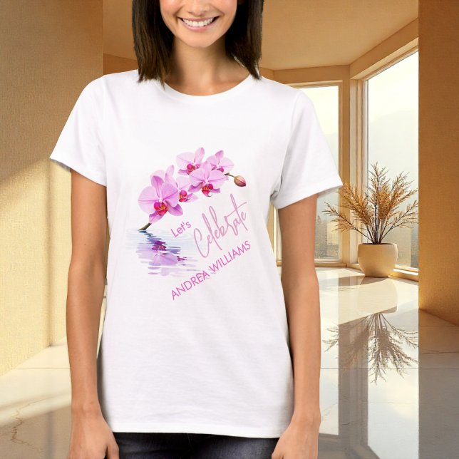 Camiseta Flor de orquídea silvestre florece nombre de cumpl (Subido por el creador)