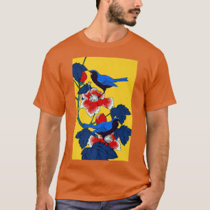 Camiseta Flor de pájaro de arte japonés Flor de Sakura Flor
