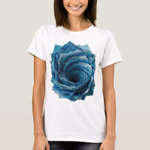 Camiseta Flor de papel azul plateada que llama la atención