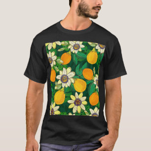 Camiseta Flor de pasión: Vintage de fondo negro.