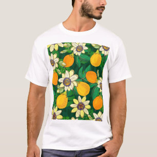 Camiseta Flor de pasión: Vintage de fondo negro.