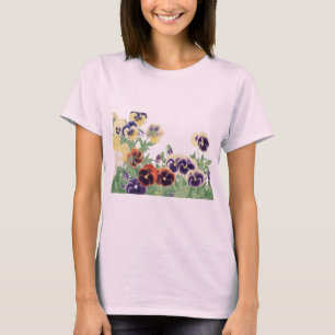 Camiseta Flor de Pensamiento Japonesa Vintage Ukiyo-e Botán