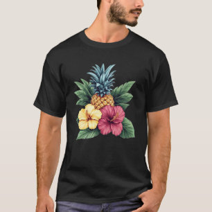 Camiseta Flor de piña y hibisco verano playa Hawaii