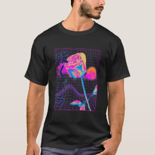 Camiseta Flor de planta de rosa roja estética de vaporwave 