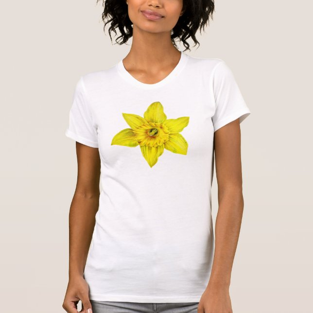 Camiseta Flor de primavera amarillo de Daffodil acuarela (Anverso)