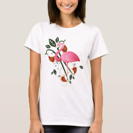 Camiseta Flor de primavera de verano con flamenco rosa