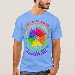 Camiseta Flor de regalo Arcoiris humano negro vive ciencia