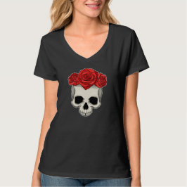 Camiseta Flor de Rosa de cráneo