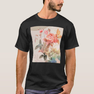 Camiseta Flor de rosa de peonía rosa de los hombres floral