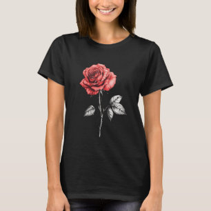 Camiseta Flor de Rosa Roja Botánico Jardín Flor Rosa