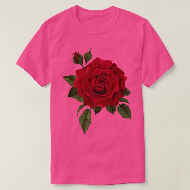 Camiseta Flor de rosas rojas únicas de flores de rosas roja (Diseño del anverso)