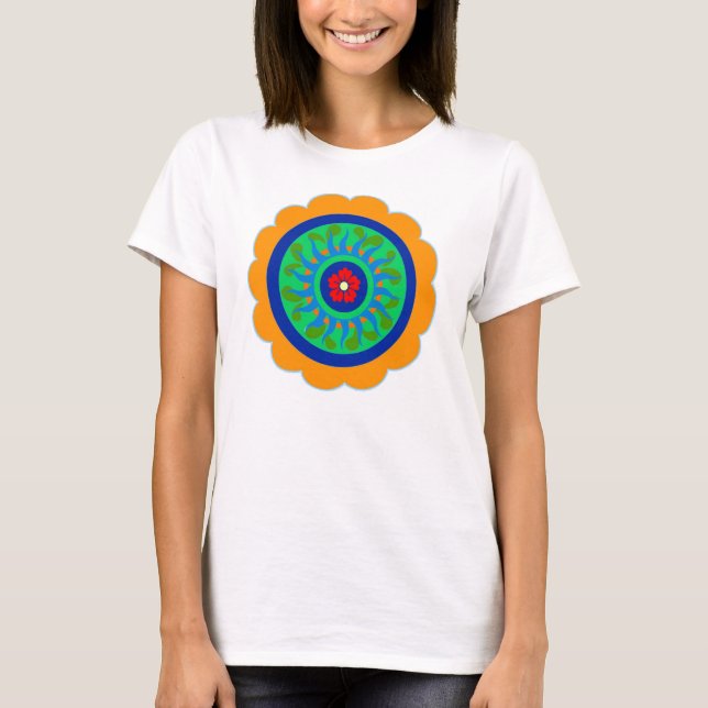 Camiseta Flor de Rótulo hexagonal (Anverso)