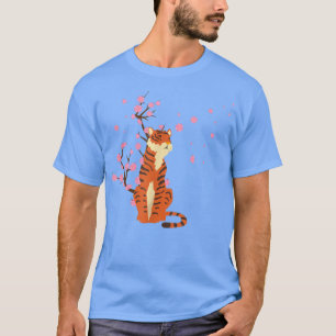 Camiseta Flor de sakura japonesa de tigre en flor de cerezo