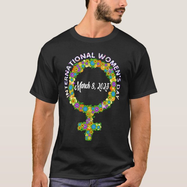 Camiseta Flor de símbolo femenino Día Internacional de la M (Anverso)