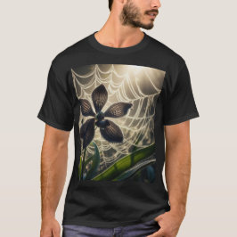 Camiseta Flor de Spiderweb de orquídea negra