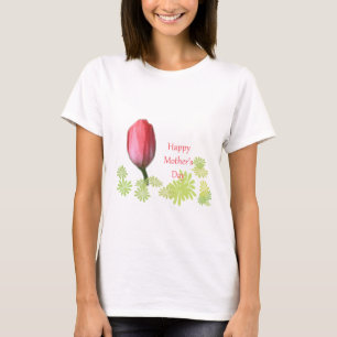 Camiseta flor de tulipán rojo, feliz día de la madre