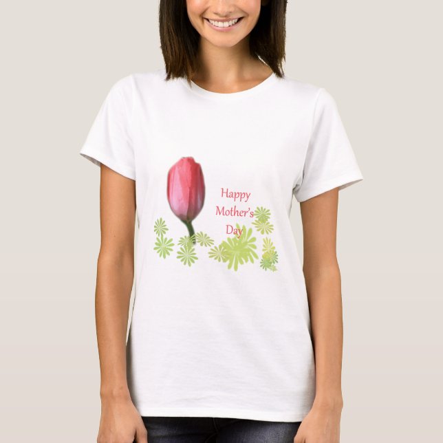 Camiseta flor de tulipán rojo, feliz día de la madre (Anverso)