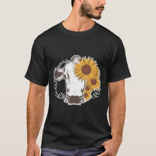 Camiseta Flor de vaca Sunflower Lover Funny Vintage Farmer 