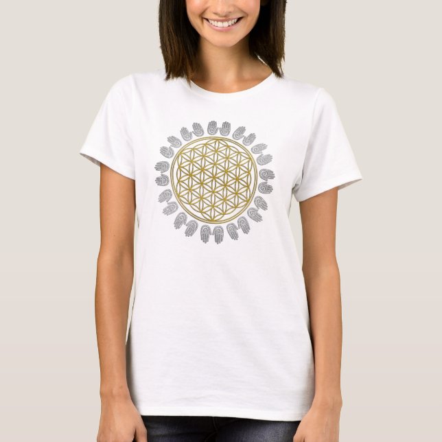 Camiseta Flor de vida / Blume des Lebens - manos espiritual (Anverso)