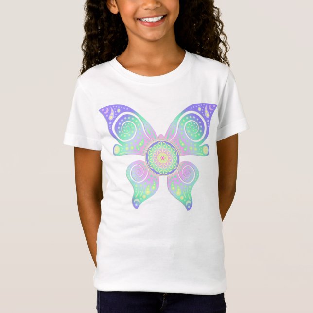 Camiseta Flor de vida / Blume des Lebens - mariposa (Anverso)