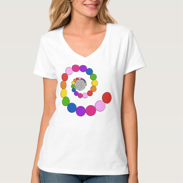 Camiseta Flor de vida / Blume des Lebens - puntos en espira (Anverso)