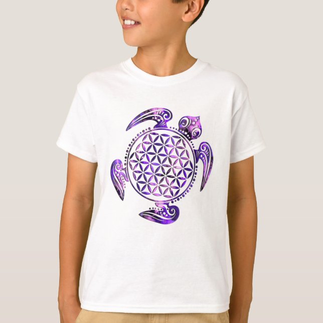 Camiseta Flor de vida / Blume des Lebens - tortuga violeta (Anverso)