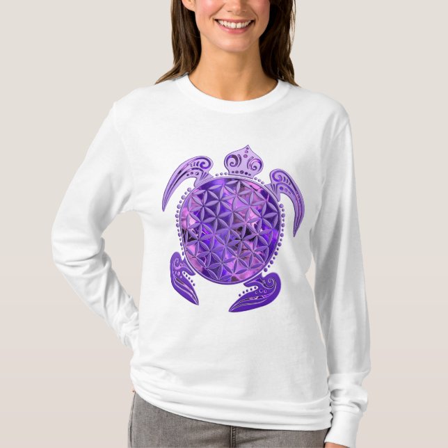 Camiseta Flor de vida / Blume des Lebes - tortuga morada (Anverso)