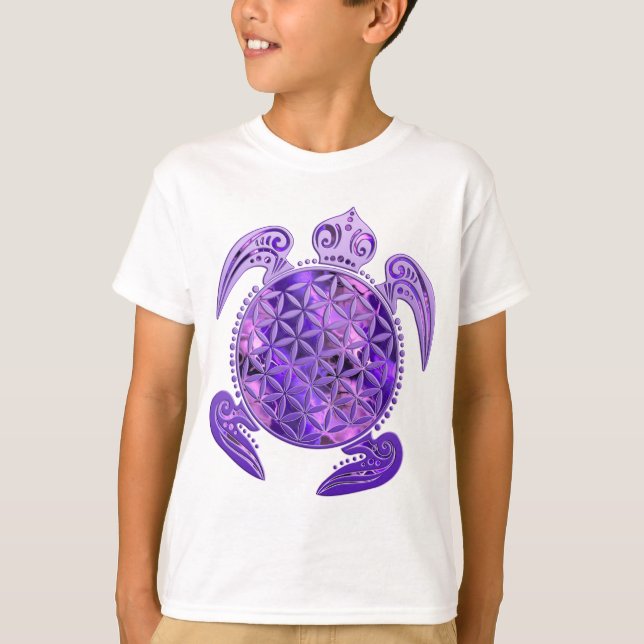 Camiseta Flor de vida / Blume des Lebes - tortuga morada (Anverso)