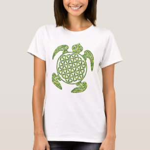 Camiseta Flor de vida / Blume des Lebes - verde tortuga