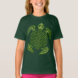 Camiseta Flor de vida / Blume des Lebes - verde tortuga