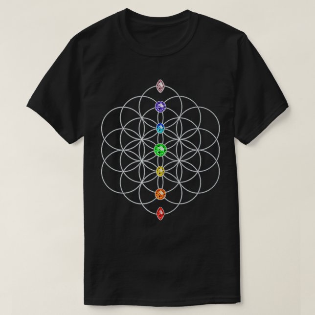 Camiseta Flor de vida Chakra Stones de Geometrie Sagrado Yo (Diseño del anverso)