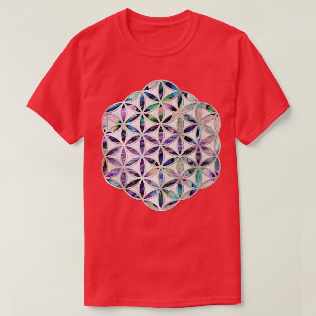 Camiseta Flor de vida Concha de Abalone en perla (Diseño del anverso)