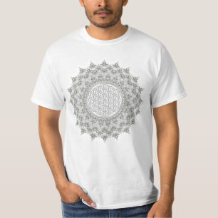 Camiseta Flor de vida - Fractal Mandala gris verde
