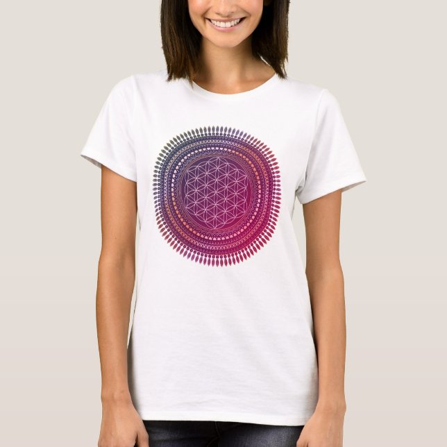 Camiseta Flor de vida - Mandala 3a indígena (Anverso)