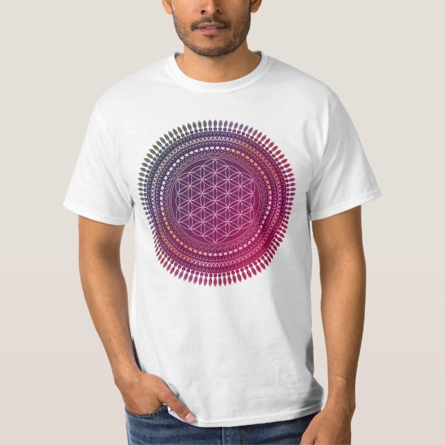 Camiseta Flor de vida - Mandala 3a indígena (Anverso)