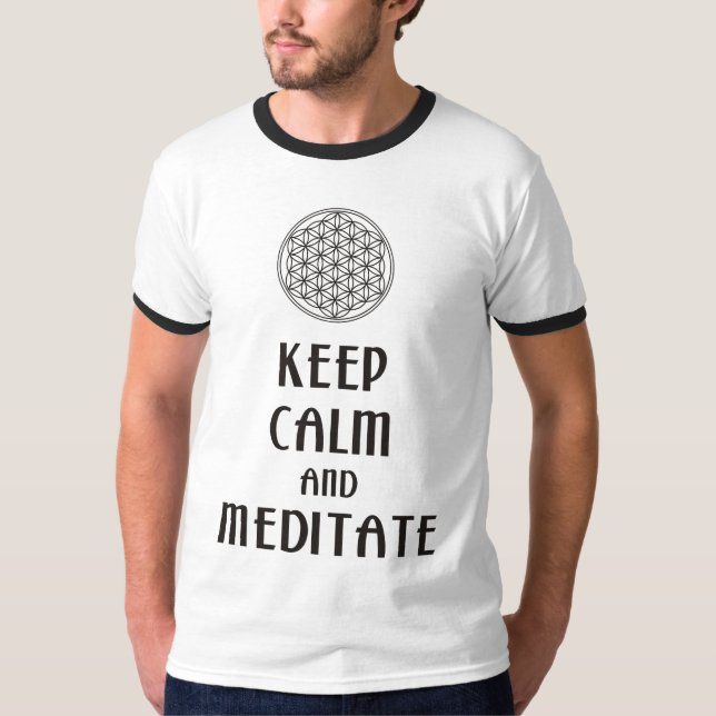 Camiseta Flor de vida - MANTENER CALMA y MEDITATE (Anverso)