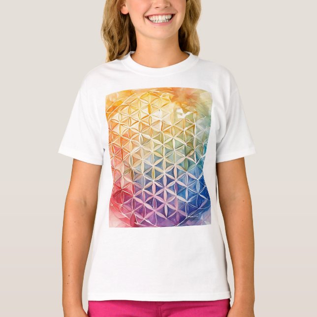 Camiseta Flor de vida - Pintura de acuarela (Anverso)