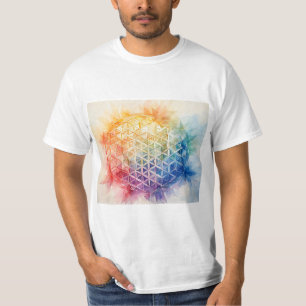 Camiseta Flor de vida - Pintura de acuarela
