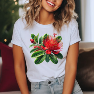 Camiseta Flor del árbol Pohutukawa de Nueva Zelanda