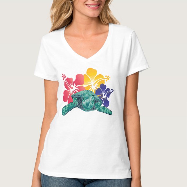 Camiseta Flor del hibisco de Hawaii (Anverso)