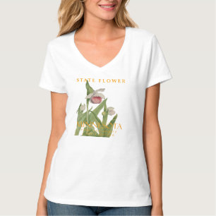 Camiseta Flor del Territorio de Minnesota Orquídea Rosa y B