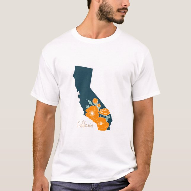 Camiseta Flor estatal de California, Silhouette Floral (Anverso)