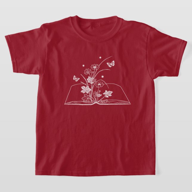 Camiseta Flor estética del libro floral (Distribución)