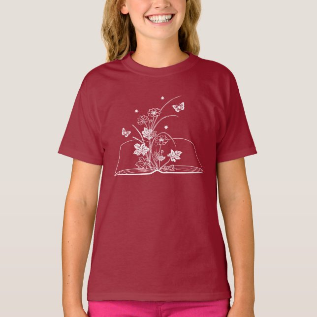 Camiseta Flor estética del libro floral (Anverso)