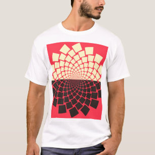 Camiseta Flor estilizada: marfil rojo negro