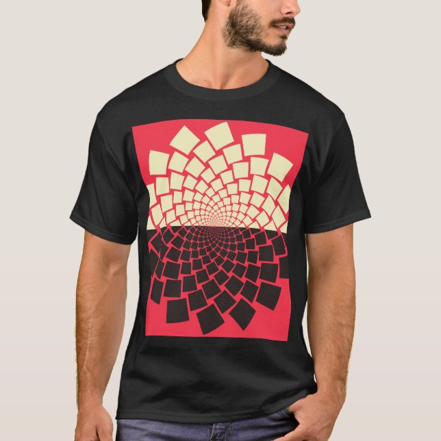 Camiseta Flor estilizada: marfil rojo negro (Anverso)