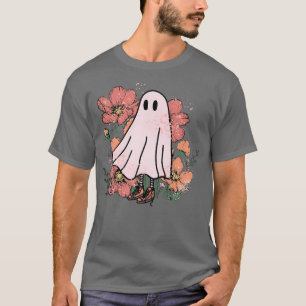 Camiseta Flor fantasma floral Halloween fantasmal temporada