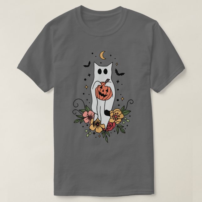 Camiseta Flor fantasma floral Halloween fantasmal temporada (Diseño del anverso)