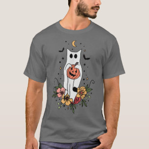 Camiseta Flor fantasma floral Halloween fantasmal temporada